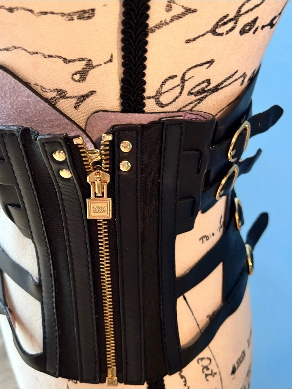 HERVE LEGER STRAPPY LEATHER HARNESS BELT